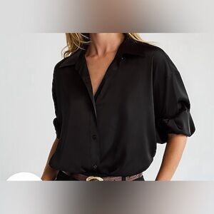 EXPRESS boyfriend Portifino classic sexy black Shirt -staple piece minimalist